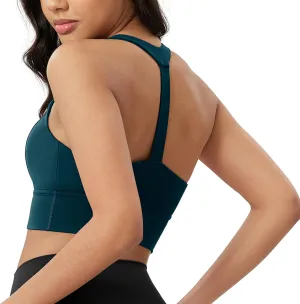 ODODOS ODLEX Halter Sports Bra for Women Padded Wirefree Y Racerback Workout Yoga Bra
