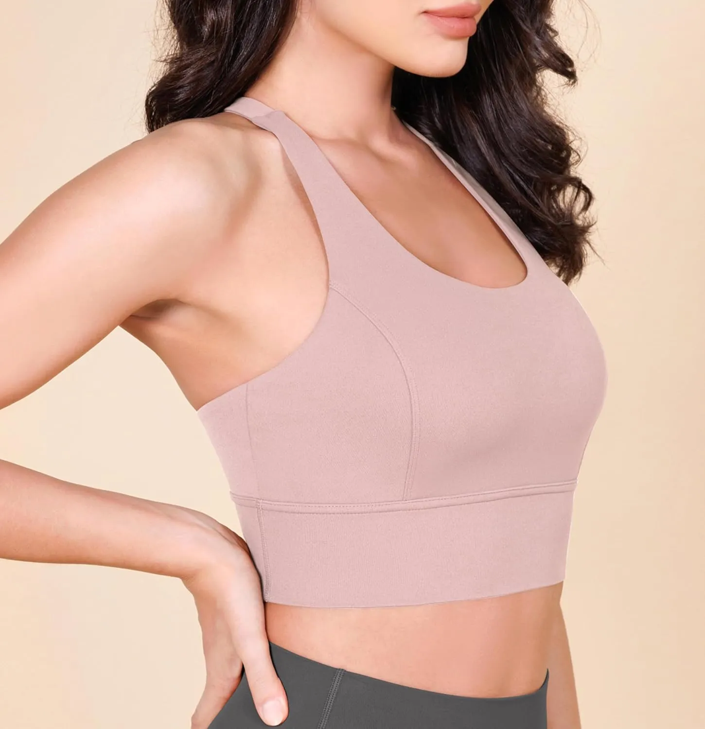 ODODOS ODLEX Halter Sports Bra for Women Padded Wirefree Y Racerback Workout Yoga Bra
