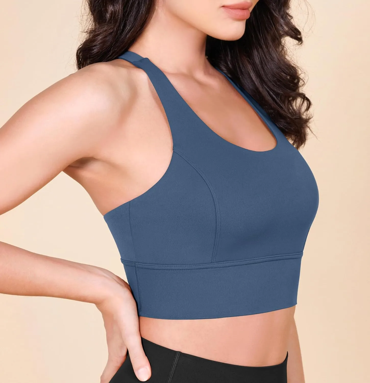 ODODOS ODLEX Halter Sports Bra for Women Padded Wirefree Y Racerback Workout Yoga Bra