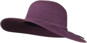 Paper Braid Flat Brim Self Tie Hat - Purple W26S25B