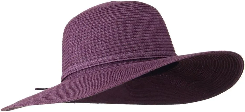 Paper Braid Flat Brim Self Tie Hat - Purple W26S25B