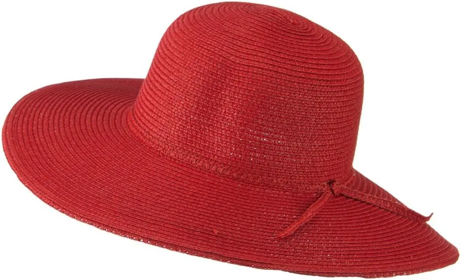 Paper Braid Flat Brim Self Tie Hat - Red W26S25B
