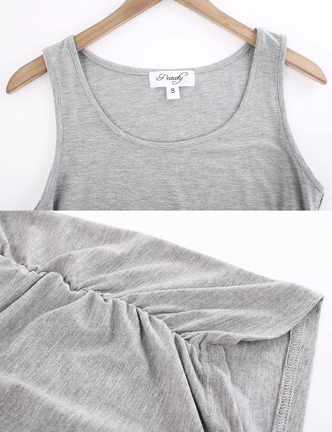 Peauty "Long Enough to Cover Hip Maternity Side Ruch Tank Tops/Basic Maternity Tops for Summer Casual Wear (S-3XL)