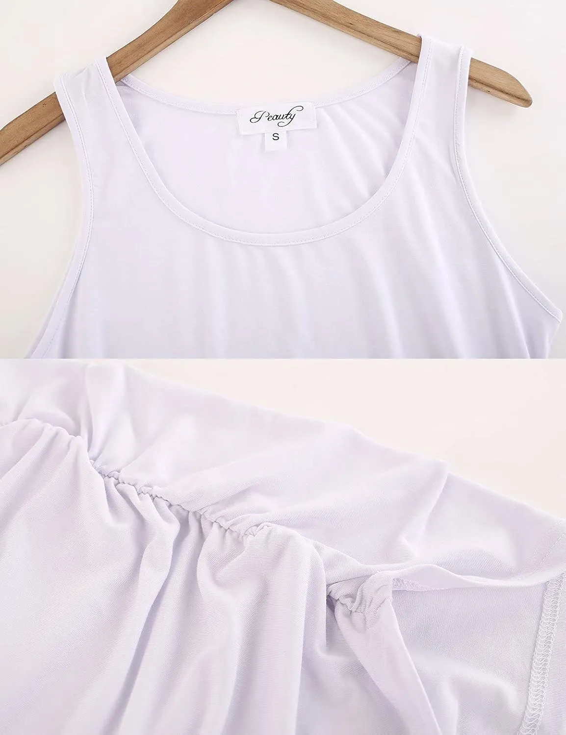 Peauty "Long Enough to Cover Hip Maternity Side Ruch Tank Tops/Basic Maternity Tops for Summer Casual Wear (S-3XL)