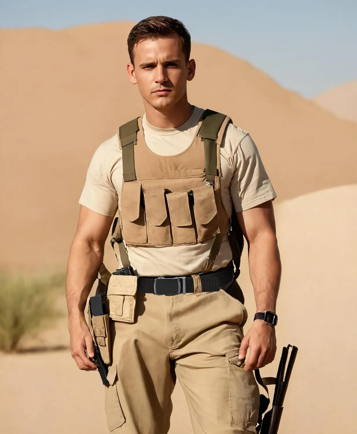 Ratchet Tactical Gun Belt for Men - 1.5" Stiff Nylon Web Work Belts Heavy Duty - Slide Buckle Fit Pants