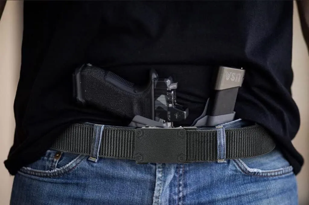 Ratchet Tactical Gun Belt for Men - 1.5" Stiff Nylon Web Work Belts Heavy Duty - Slide Buckle Fit Pants