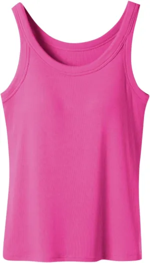 Ribbed Yoga Tank Top for Women with Built in Bra, Women's Padded Sports Bra Undershirt Fitness Workout Running Shirt