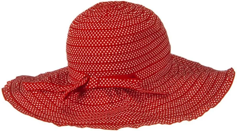 Ribbon Short Brim Self Tie Hat - Red