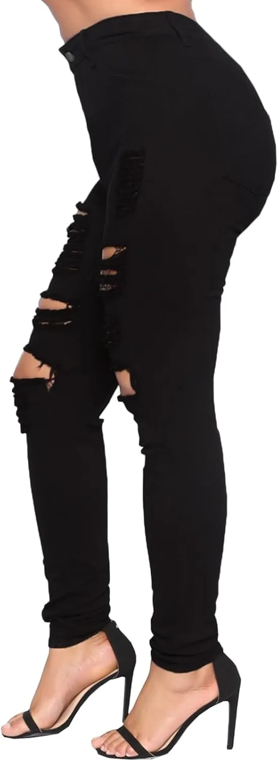Ripped Skinny Jeans for Women High Waisted Stretch Slim Fit Distressed Butt Lifting Denim Jeans Pants