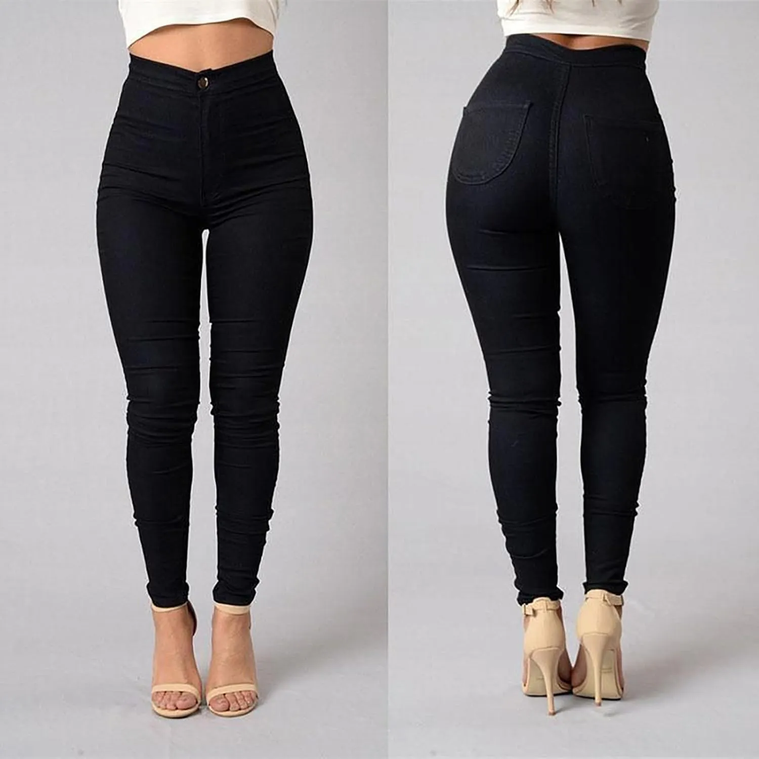 Ripped Skinny Jeans for Women High Waisted Stretch Slim Fit Distressed Butt Lifting Denim Jeans Pants