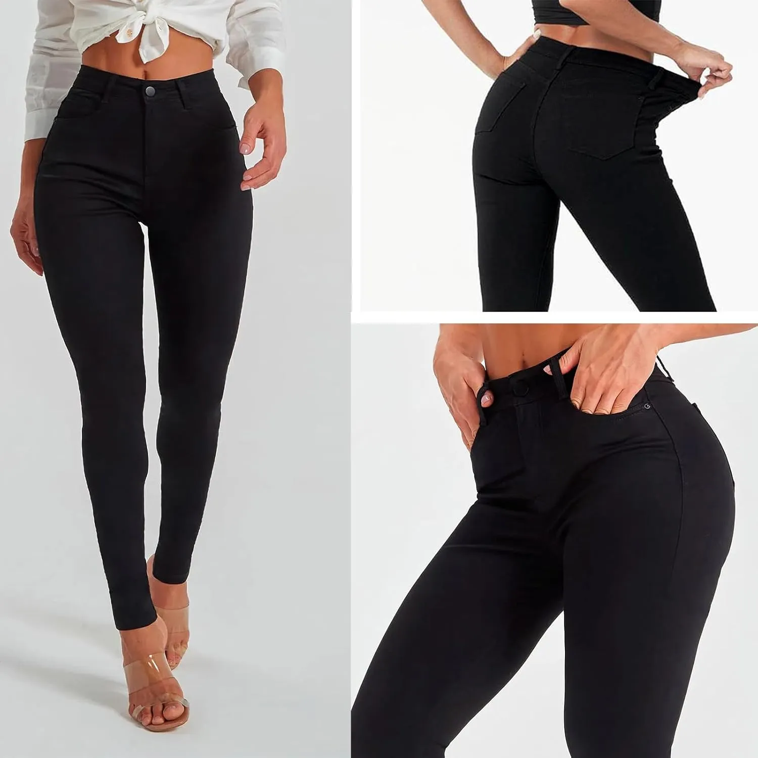 Ripped Skinny Jeans for Women High Waisted Stretch Slim Fit Distressed Butt Lifting Denim Jeans Pants
