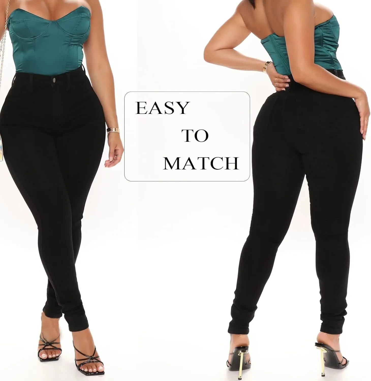Ripped Skinny Jeans for Women High Waisted Stretch Slim Fit Distressed Butt Lifting Denim Jeans Pants