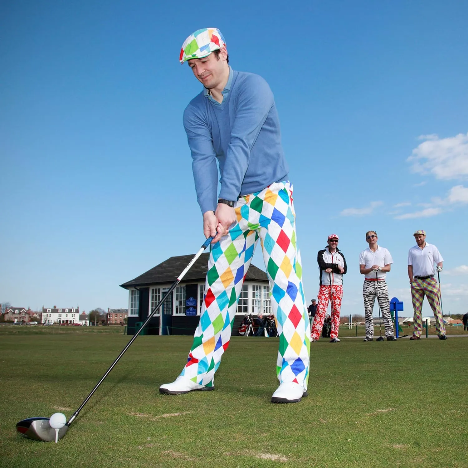 Royal & Awesome Mens Golf Pants, Golf Pants Men Relaxed Fit, Plaid Pants Men