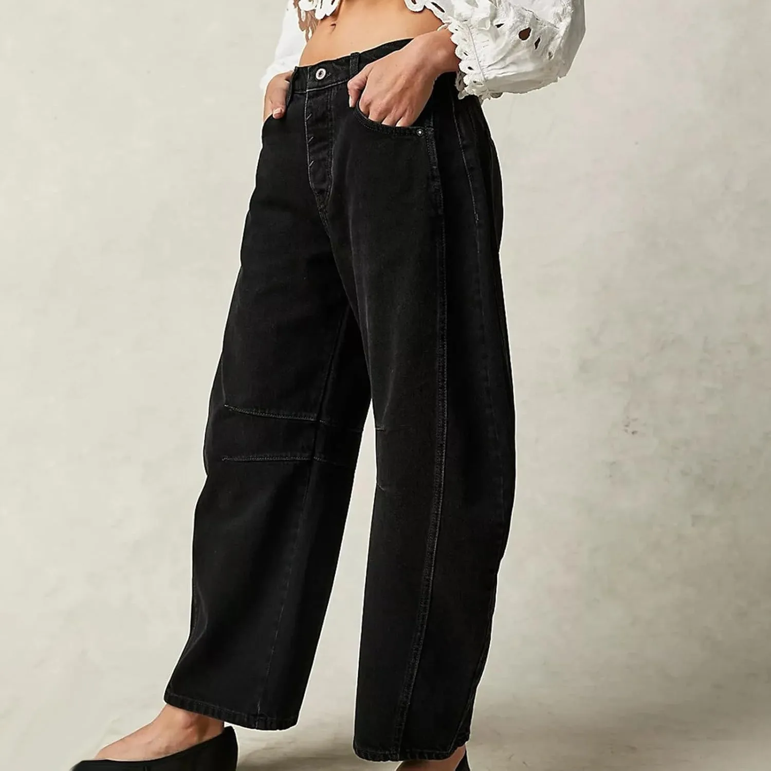 sdbrld Cargo Pants Women Adjustable Waist Long Women High Waisted Cargo Pants Wide Leg Casual Pants Trousers with Pockets