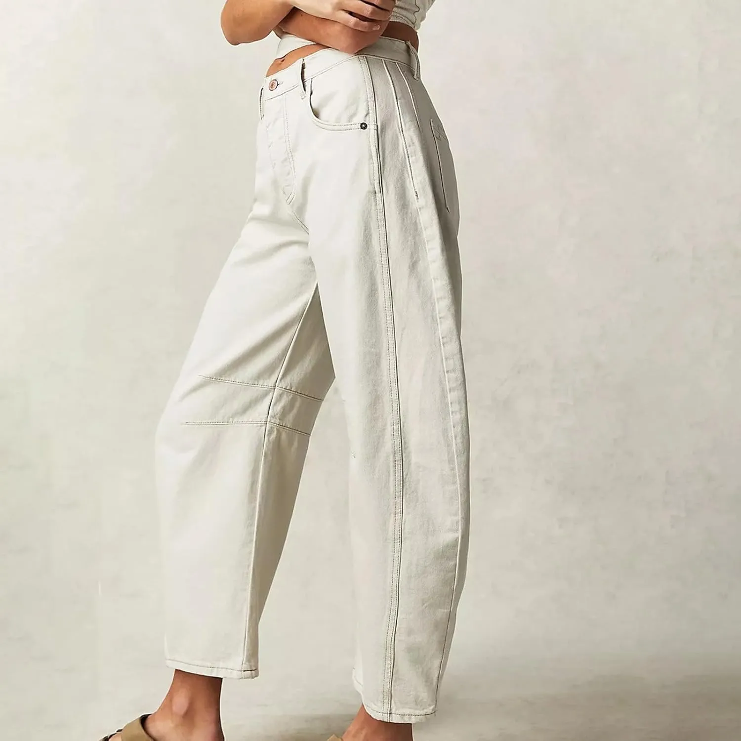 sdbrld Cargo Pants Women Adjustable Waist Long Women High Waisted Cargo Pants Wide Leg Casual Pants Trousers with Pockets
