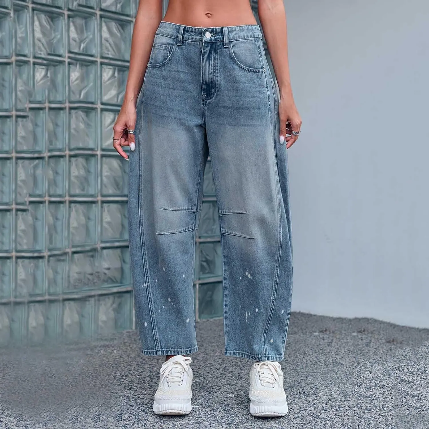 sdbrld Cargo Pants Women Adjustable Waist Long Women High Waisted Cargo Pants Wide Leg Casual Pants Trousers with Pockets