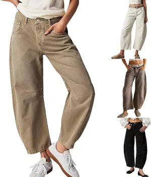 sdbrld Cargo Pants Women Adjustable Waist Long Women High Waisted Cargo Pants Wide Leg Casual Pants Trousers with Pockets