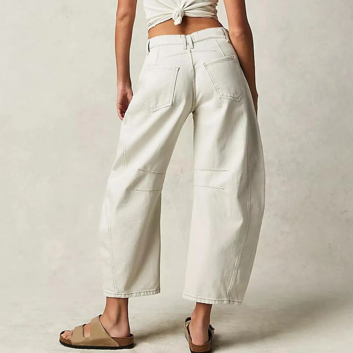 sdbrld Cargo Pants Women Adjustable Waist Long Women High Waisted Cargo Pants Wide Leg Casual Pants Trousers with Pockets
