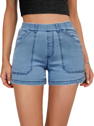 SESERAGI Women's Stretch Twill Shorts High Waisted 3.5 Inch Inseam Elastic Wasit Shorts