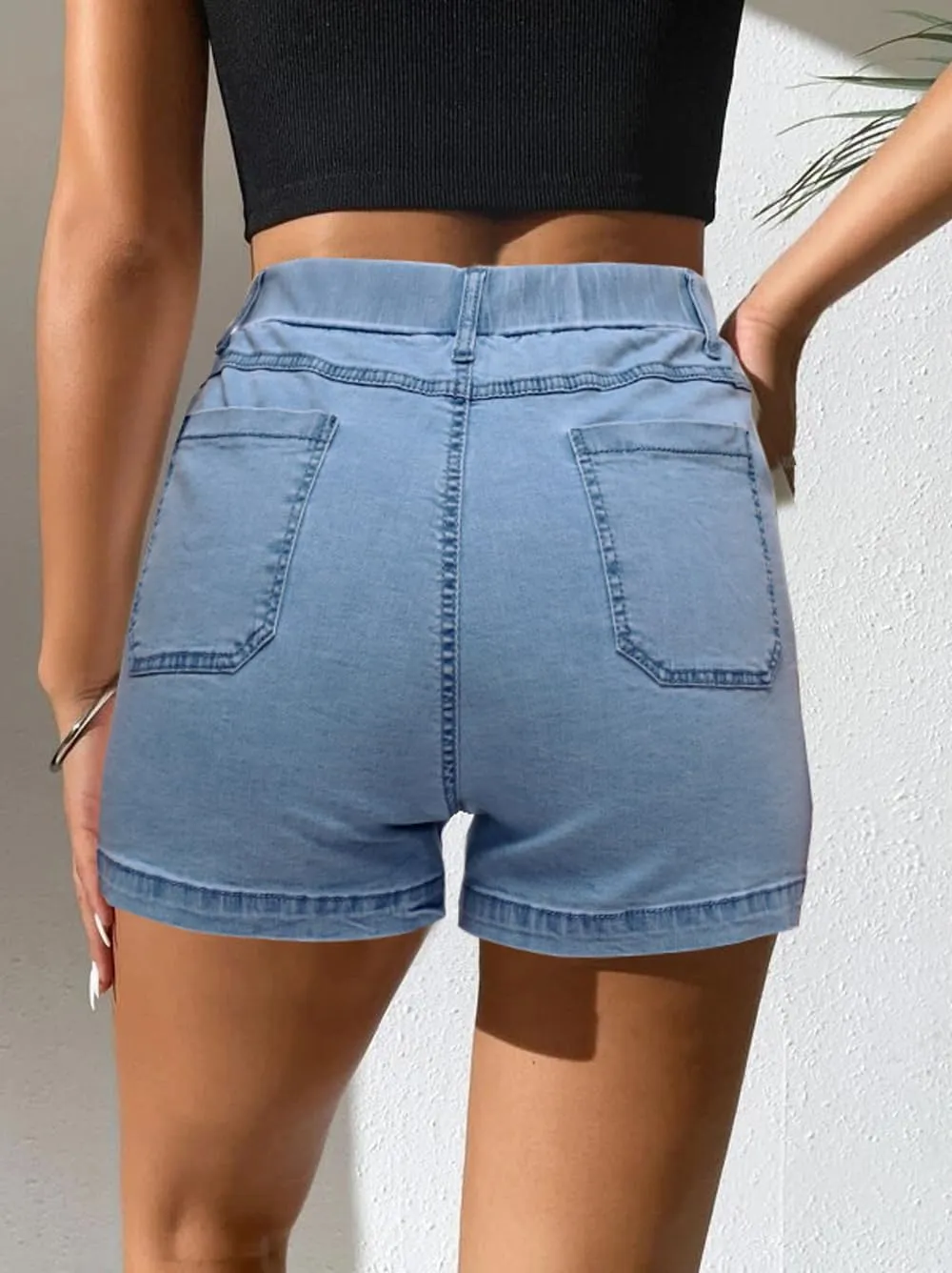 SESERAGI Women's Stretch Twill Shorts High Waisted 3.5 Inch Inseam Elastic Wasit Shorts