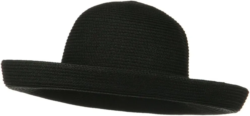 Sewn Braid Kettle Brim Ribbon Hat - Black
