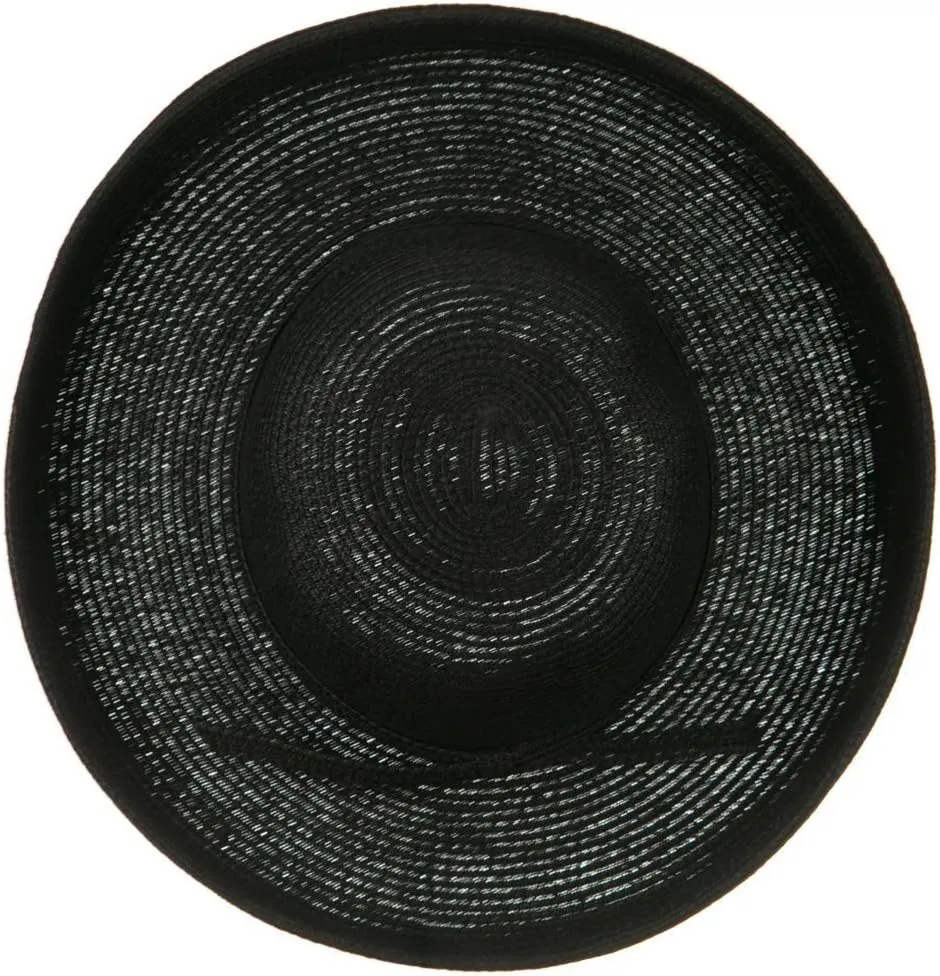 Sewn Braid Kettle Brim Ribbon Hat - Black