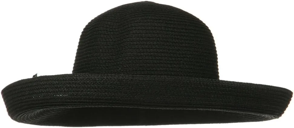 Sewn Braid Kettle Brim Ribbon Hat - Black
