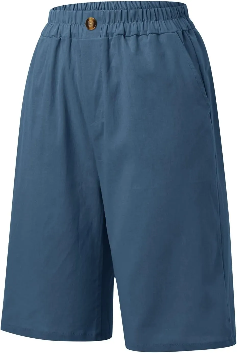 Shorts for Women 2024 Bermuda Shorts Casual Elastic High Waisted Wide Leg Shorts Knee Length Summer Shorts with Pockets