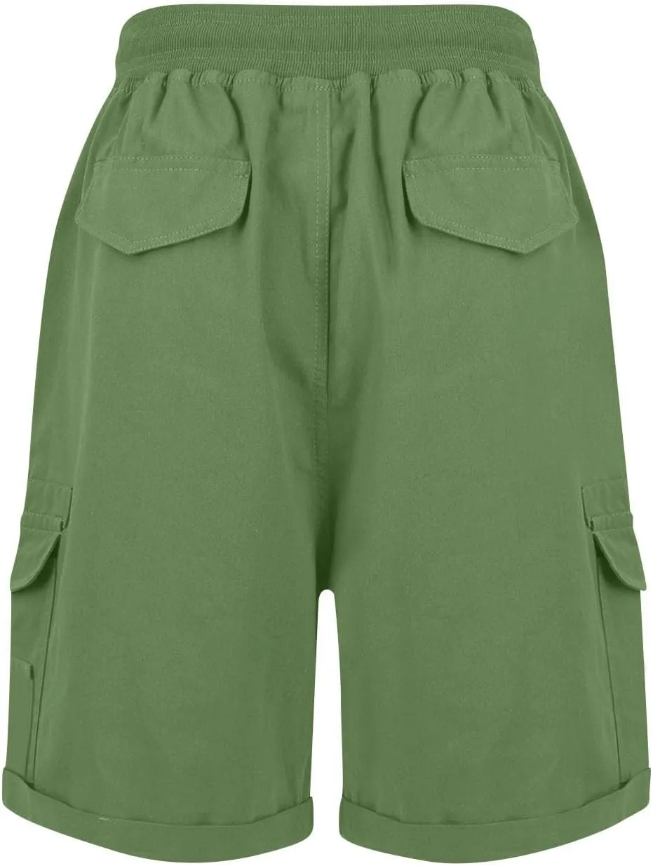 Shorts for Women Summer Y2k High Waisted Stretch Cargo Shorts with Pockets 7 Inch Lightweight Outdoor Hiking Shorts