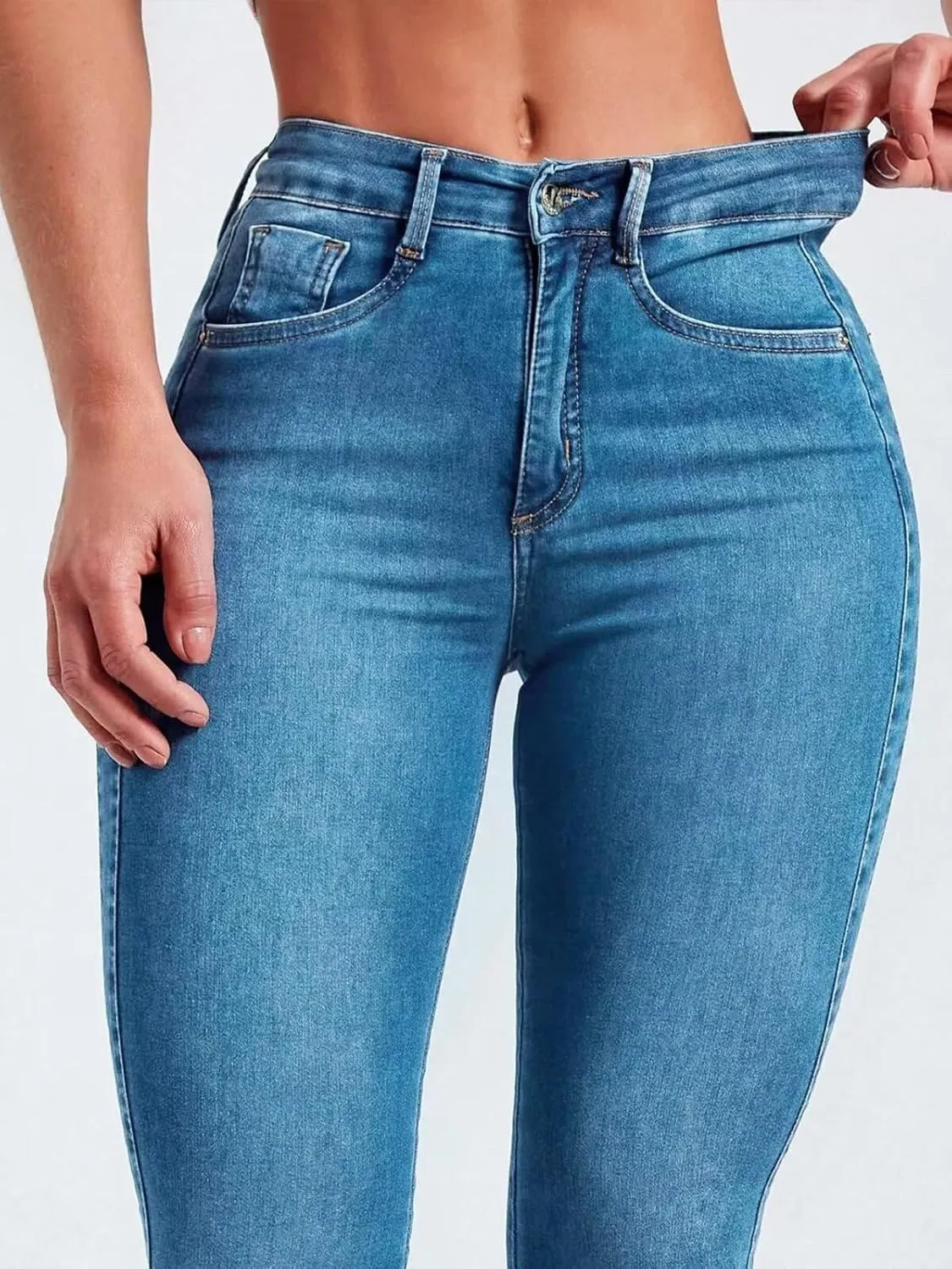 Skinny Jeans for Women High Waisted Butt Lifting Stretchy Curvy Jeans Ripped Slim Fit Denim Pants with Pockets