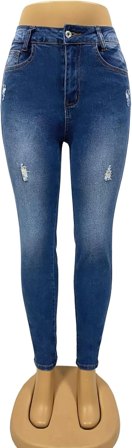Skinny Jeans for Women High Waisted Butt Lifting Stretchy Curvy Jeans Ripped Slim Fit Denim Pants with Pockets