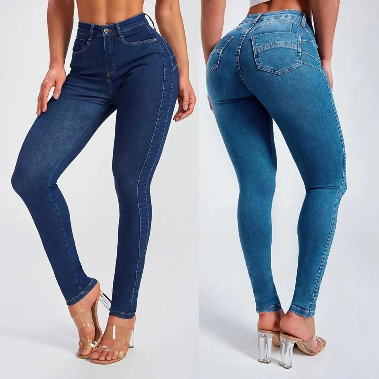Skinny Jeans for Women High Waisted Butt Lifting Stretchy Curvy Jeans Ripped Slim Fit Denim Pants with Pockets