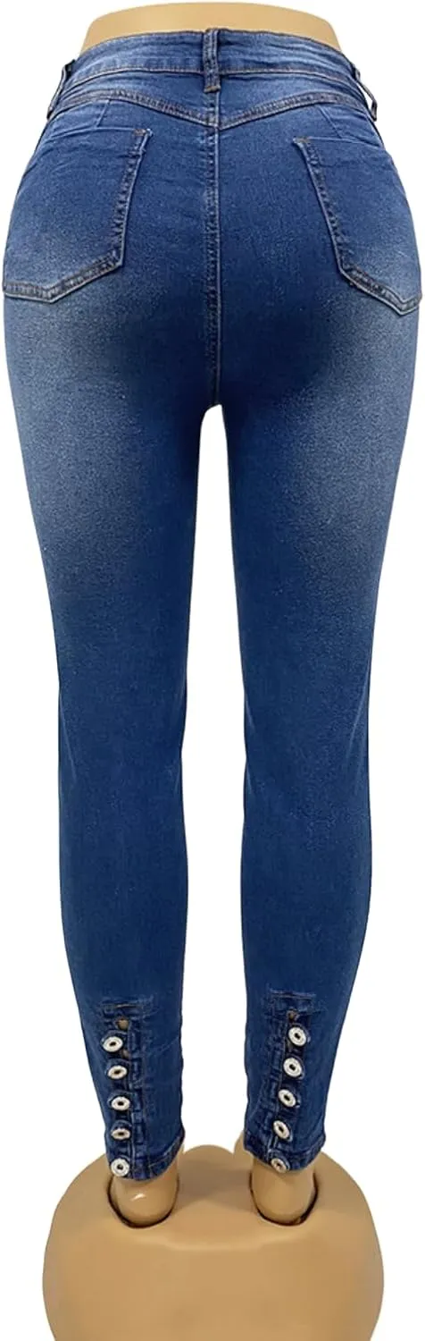 Skinny Jeans for Women High Waisted Butt Lifting Stretchy Curvy Jeans Ripped Slim Fit Denim Pants with Pockets