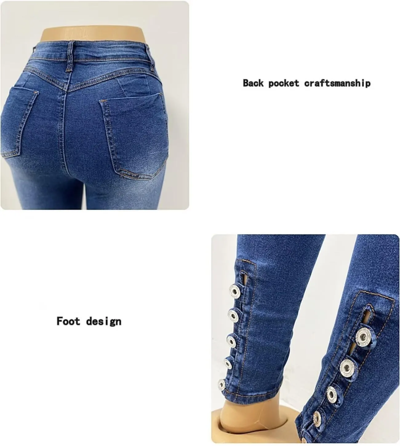 Skinny Jeans for Women High Waisted Butt Lifting Stretchy Curvy Jeans Ripped Slim Fit Denim Pants with Pockets