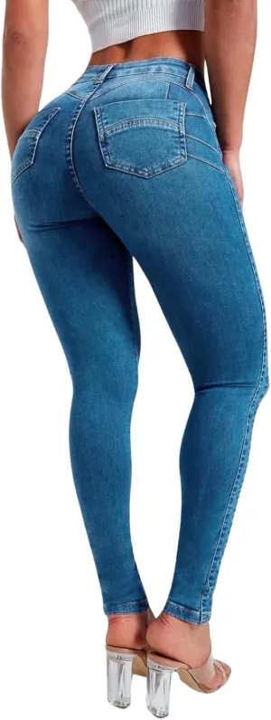 Skinny Jeans for Women High Waisted Butt Lifting Stretchy Curvy Jeans Ripped Slim Fit Denim Pants with Pockets