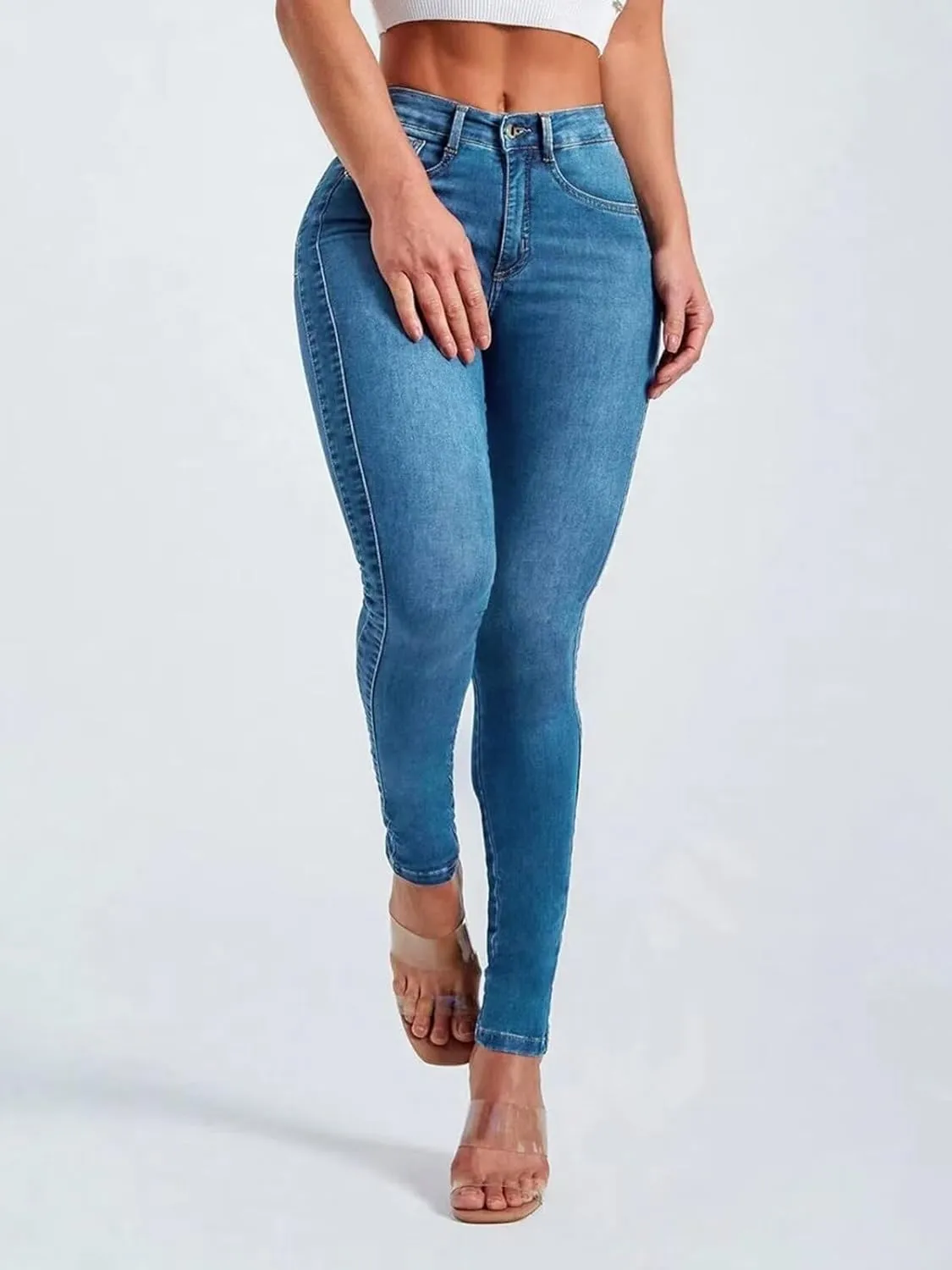 Skinny Jeans for Women High Waisted Butt Lifting Stretchy Curvy Jeans Ripped Slim Fit Denim Pants with Pockets