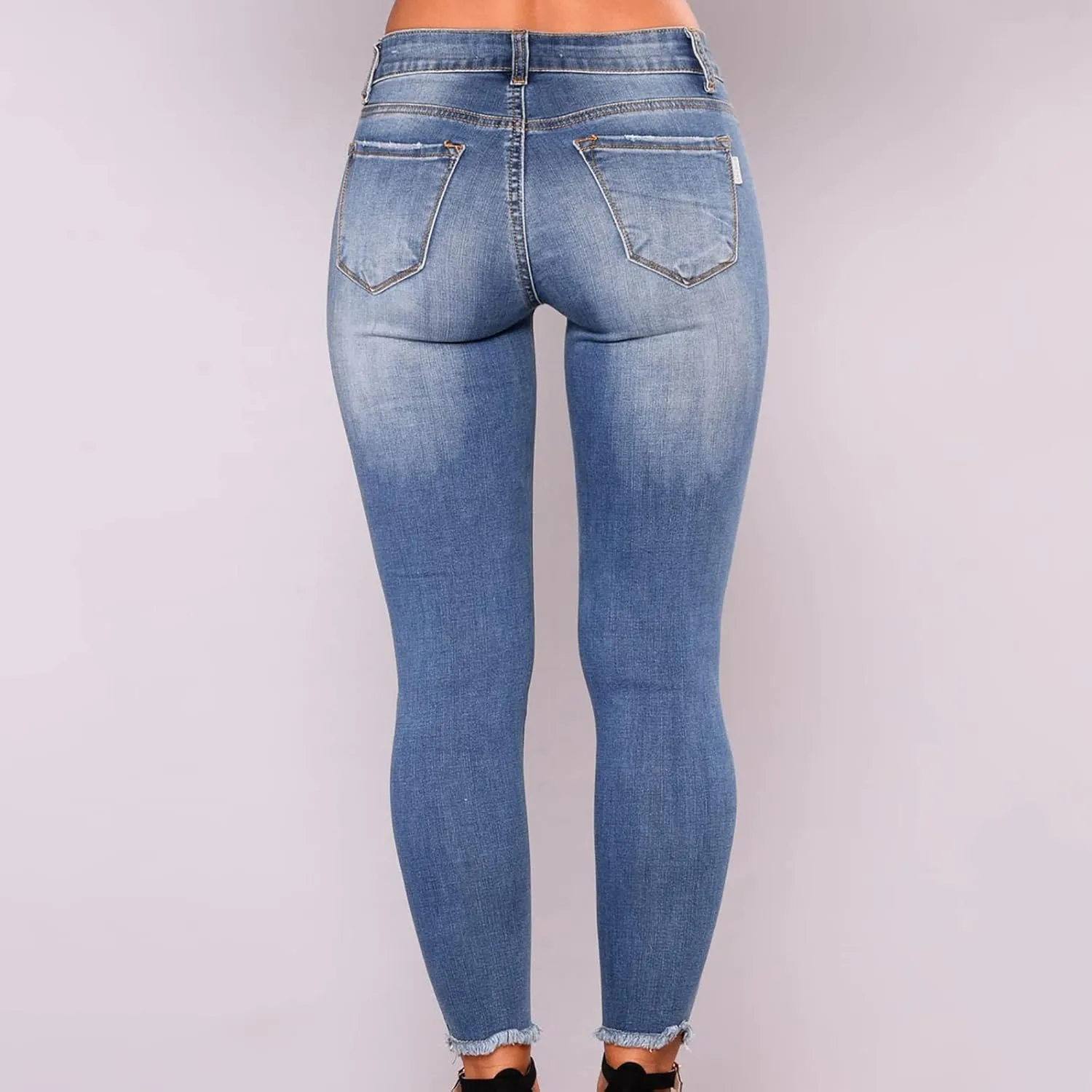 SMIDOW High Waisted Jeans for Women Petite Pants Ripped Jeans Tapered Jeans for Ladies Fashion Teen Girls Curvy Slim Fit