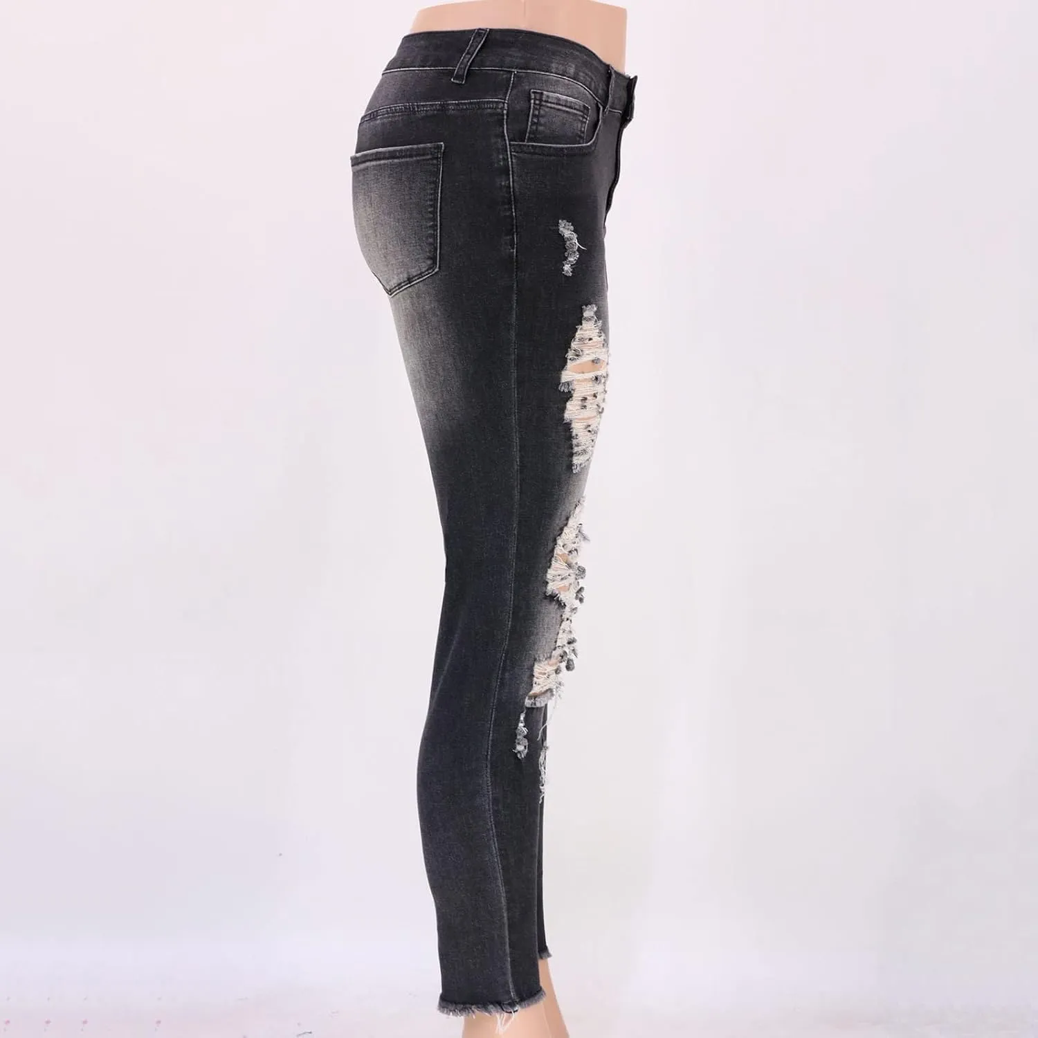 SMIDOW High Waisted Jeans for Women Petite Pants Ripped Jeans Tapered Jeans for Ladies Fashion Teen Girls Curvy Slim Fit