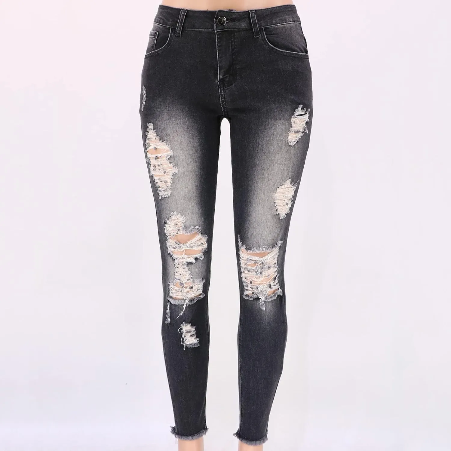 SMIDOW High Waisted Jeans for Women Petite Pants Ripped Jeans Tapered Jeans for Ladies Fashion Teen Girls Curvy Slim Fit