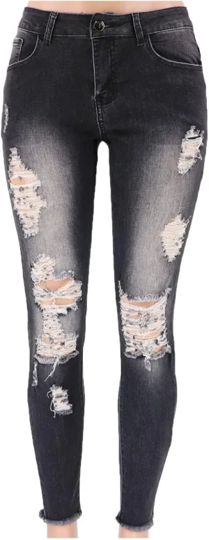 SMIDOW High Waisted Jeans for Women Petite Pants Ripped Jeans Tapered Jeans for Ladies Fashion Teen Girls Curvy Slim Fit