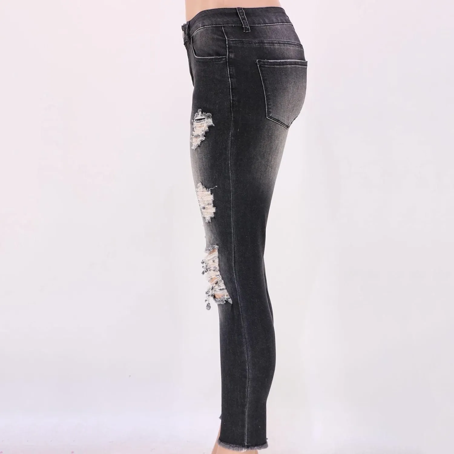 SMIDOW High Waisted Jeans for Women Petite Pants Ripped Jeans Tapered Jeans for Ladies Fashion Teen Girls Curvy Slim Fit
