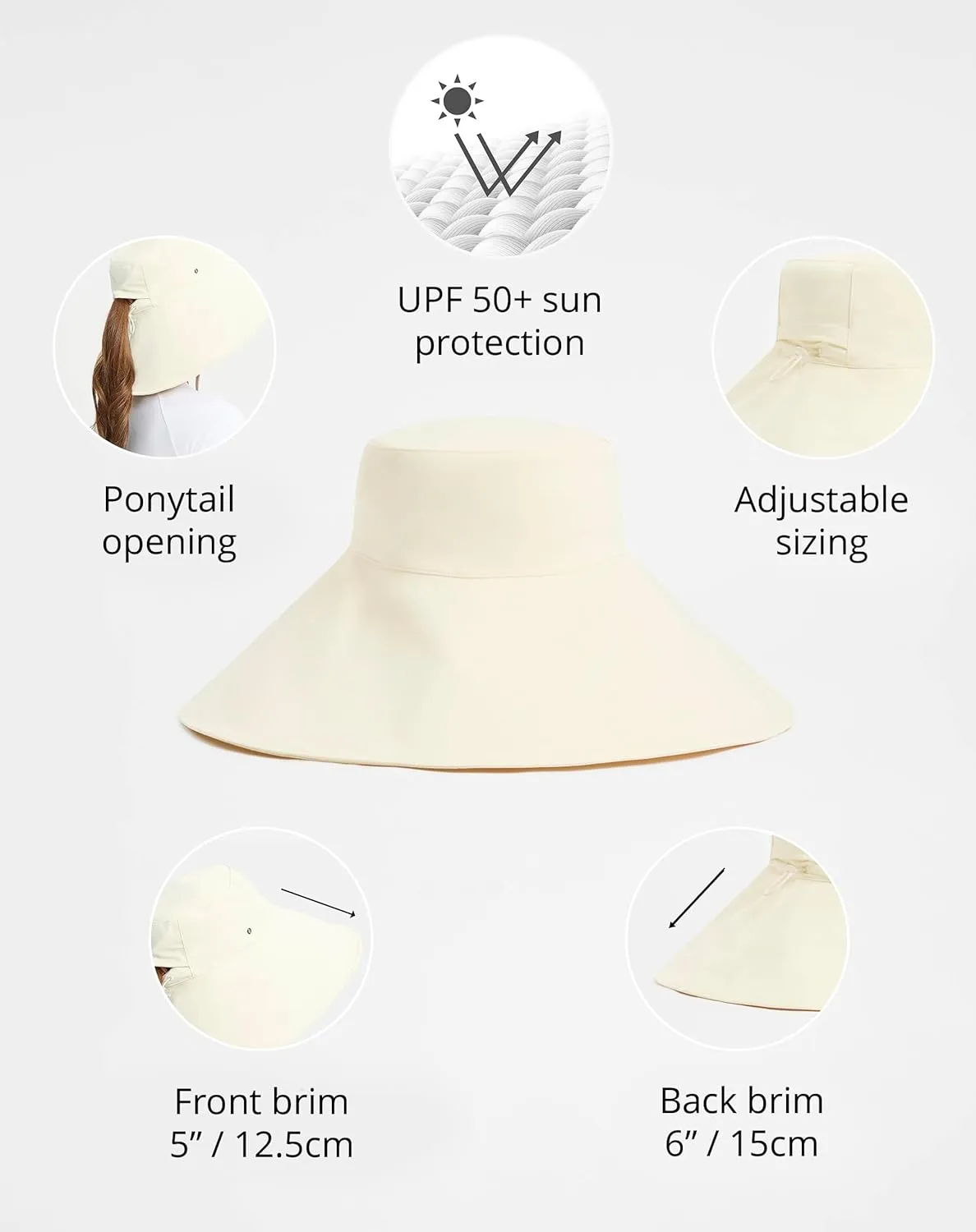Solbari Ultra Wide Brim Sun Hat UPF50  Packable UV Sun Protection Hats with Full Coverage Brim