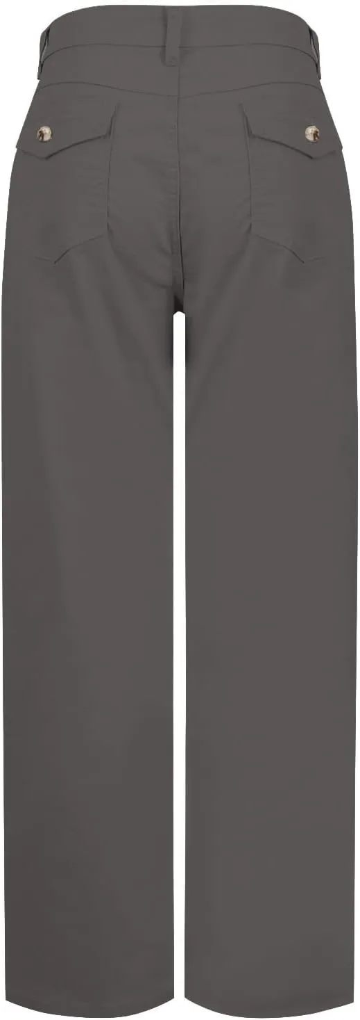 Stretch Twill Cropped Wide Leg Pant Women High Waisted Tummy Control Crop Jeans Casual Loose Straight Leg Chino Pants