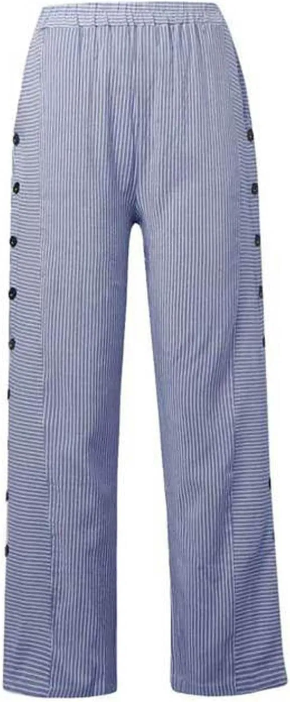 Striped Linen Pants Women Side Button Elastic Waist Capri Gauze Pants Lightweight Summer Beach Cropped Trousers 2025