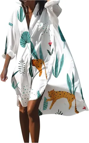 Summer Beach Dresses for Women 2025 Vacation Boho Floral Print Lace Mini Dresses Casual V Neck Loose Flowy Shift Dresses