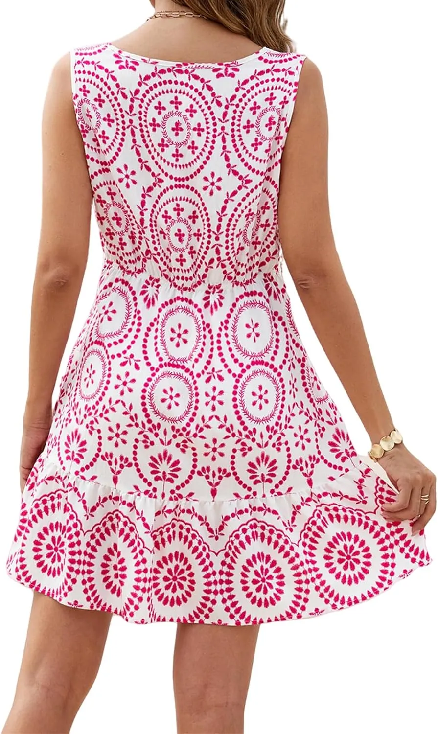 Summer Dresses for Women 2025 Boho Sundress Sexy Sleeveless V Neck Dress Floral Mini Dress Beach Vacation Dresses