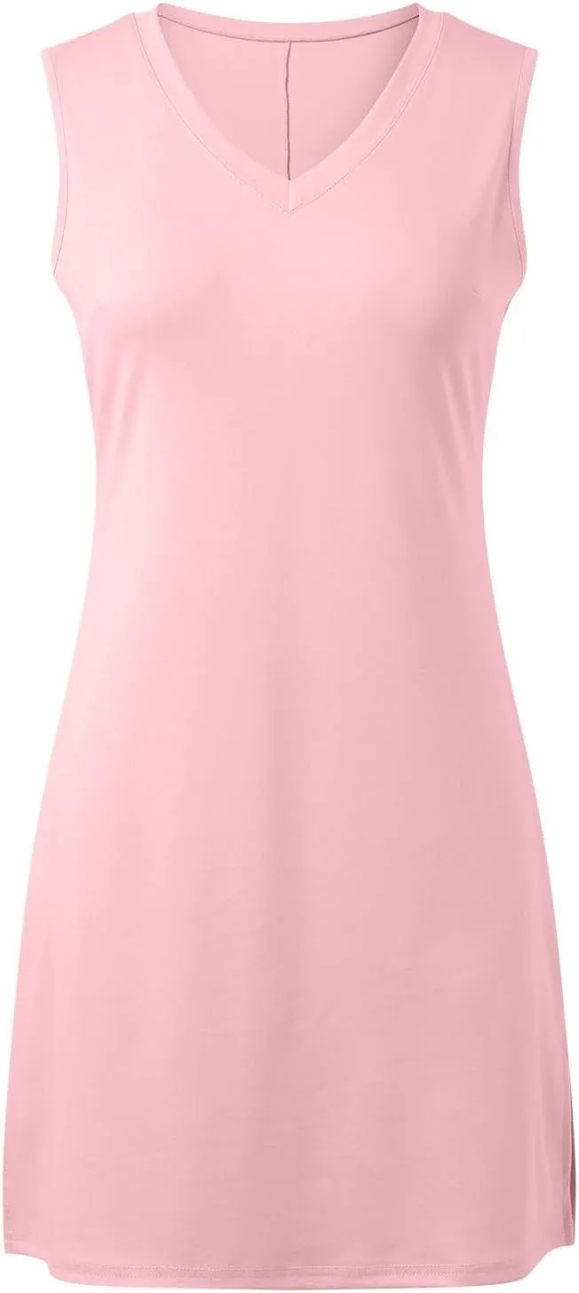 Summer Dresses for Women 2025 V-Neck Casual Side Split Sleeveless Dress for Women Vacation Sundress Easter Dresses