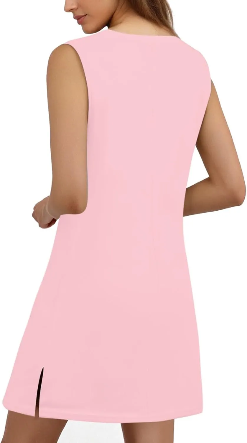 Summer Dresses for Women 2025 V-Neck Casual Side Split Sleeveless Dress for Women Vacation Sundress Easter Dresses