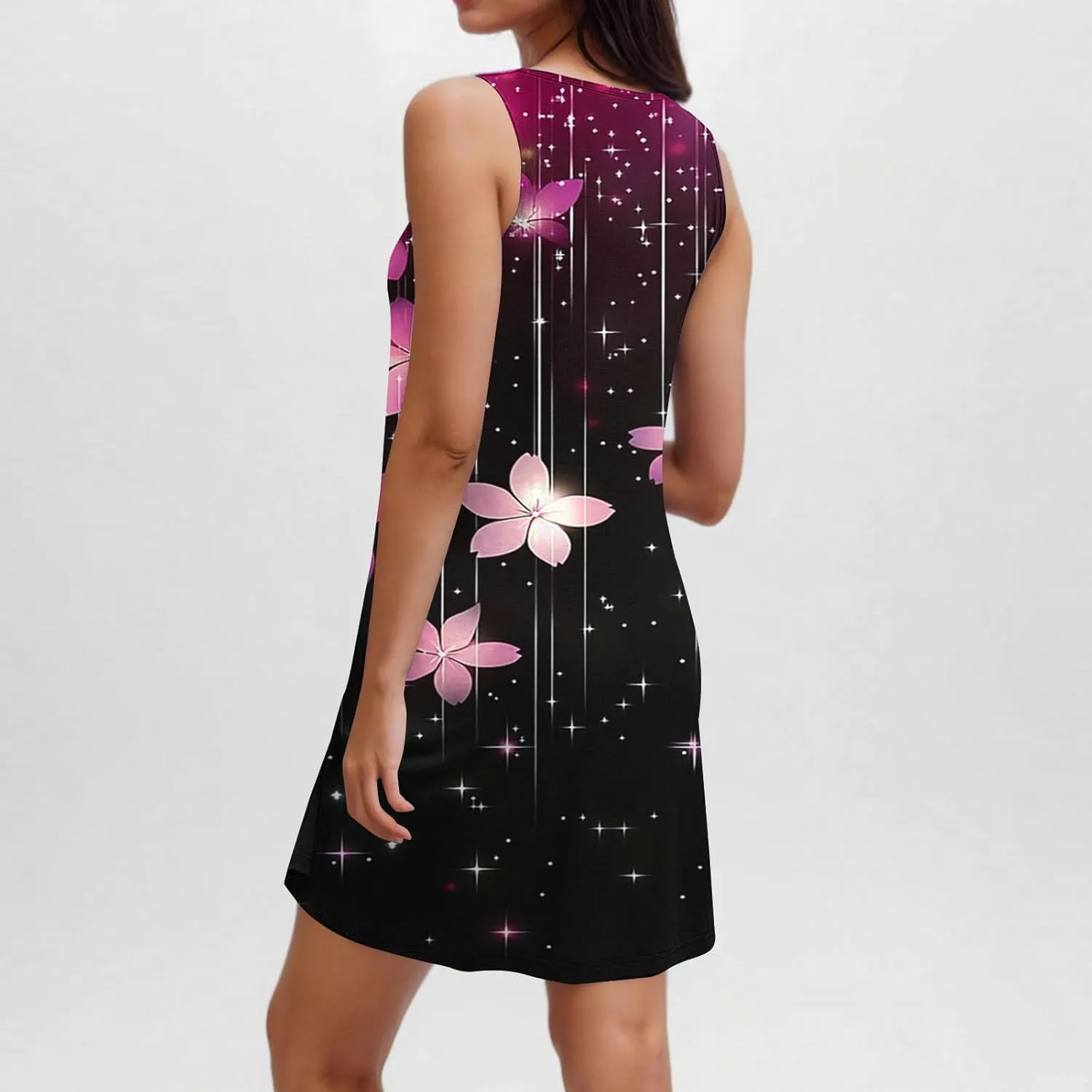 Summer Dresses for Women 2025,Floral Graphic Sleeveless Tank Dress Loose Casual Shift Dress