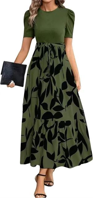 Summer Dresses for Women 2025,Formal Spring Wrap Dress for Women Patchwork Womens Easter Dresses Wedding Guest
